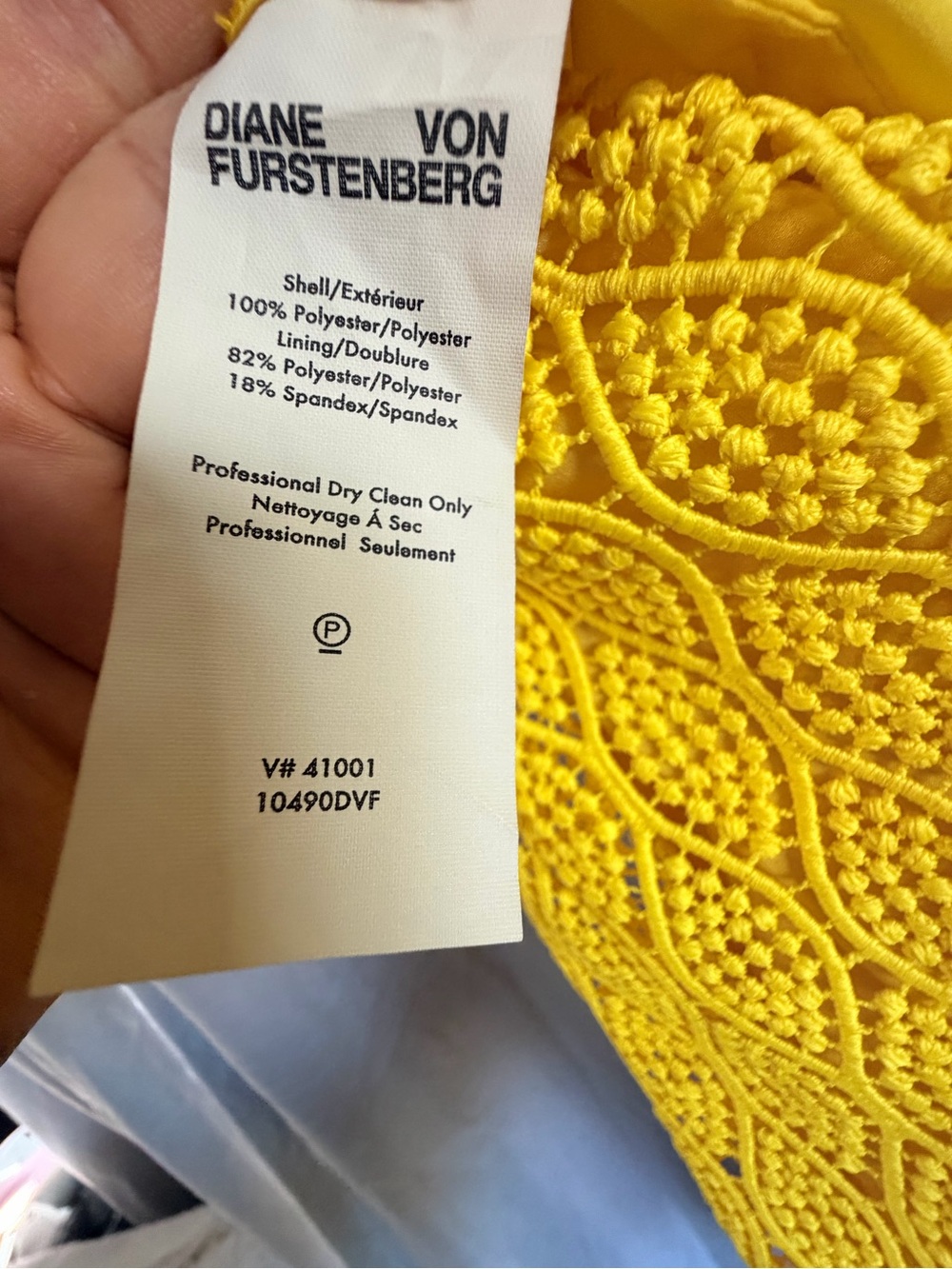 Diane Von Furstenberg Bright Yellow Lace V-Neck Midi Dress - Picture 9 of 16